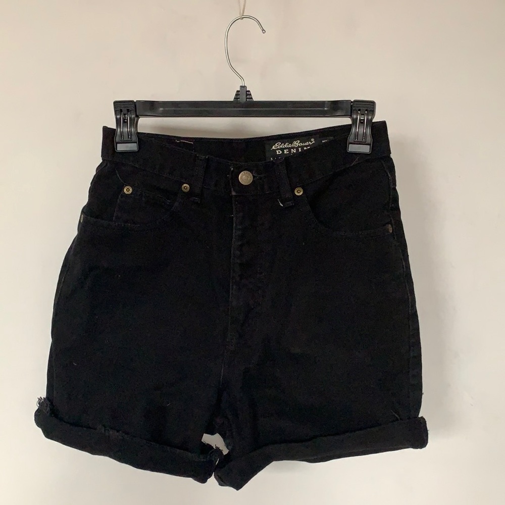 Eddie Bauer Super High Waisted Black Denim Shorts
